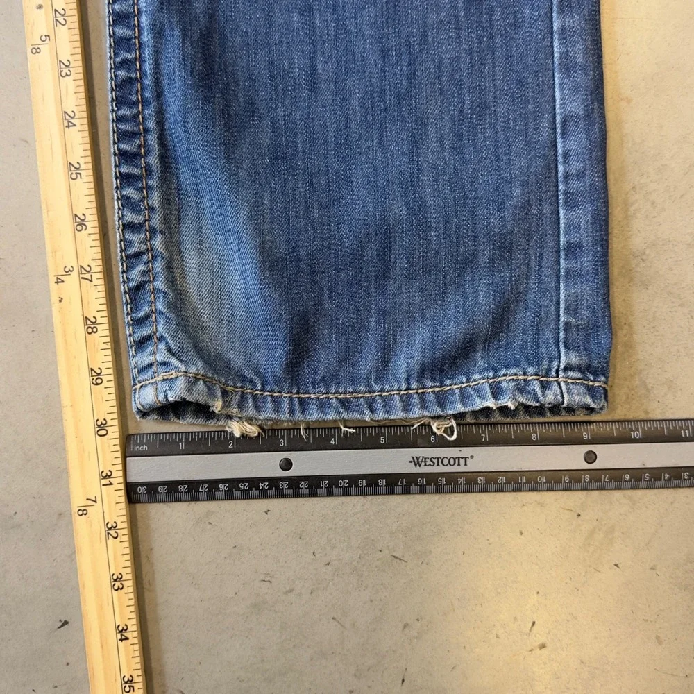 Helix Black Label Mens Straight Leg Distressed Blue Denim Jeans 34x30